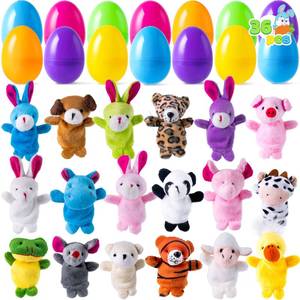 lot 18331 image: JOYIN 36 Pcs Pre-Filled Easter Eggs Filled with Animal Finger Puppets for Kids Toddlers Easter Egg Hunt, Basket Stuffers Fillers, Kids Party Favor, Classroom Prize Supplies
