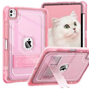 lot 18335 image: ZoneFoker Case for iPad Pro 11 Inch Case M5M4(20252024) with Pencil Holder, Slim Hard Translucent Protective Cover for M5M4 iPad Pro 11 with Kickstand, Pink Glitter