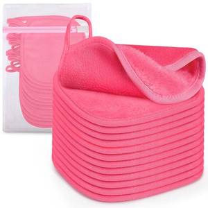 lot 18340 image: 12 Pack Makeup Remover Cloth, 6 x 6 Reusable Makeup Remover Towels Face Washcloth for Washing Face, Makeup Remover Pads Cosmetic Face Wash (Pink)