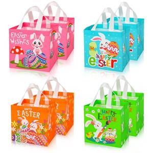 lot 18345 image: SULOLI Easter Gift Bags, Easter Non-Woven Grocery Shopping Bags With Handles for Holiday Party(8 Pack)