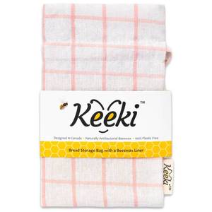 lot 18351 image: Keeki Bag - The Original Beeswax Lined Bread Bag for Homemade & Sourdough  Reusable Linen Bread Storage  Beeswax Wrap Alternative  Plastic-Free Storage wWide Drawstring Closure (Pink)