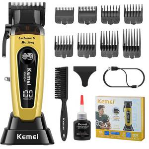 lot 1691 image: KEMEI 90-4 Professional Hair Clippers for Men, 11500 RPM Barber Clippers with LED Display, Cordless Hair Trimmer with DLC Blade and Charging Base, 2000 mAh Hair Clipper for Barbers Haircut Kit