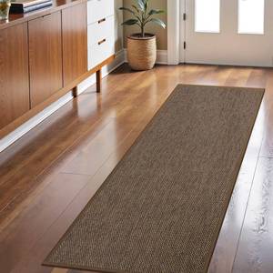 lot 1705 image: LEKEEPGO Long Door Mat 24inx59in, Non Slip Door Mat Indoor Entrance, Rubber Backing Front Indoor Doormat Washable Absorbent Low-Profile Entryway Entry Resist Dirt Inside Hallway Door Mats, Brown