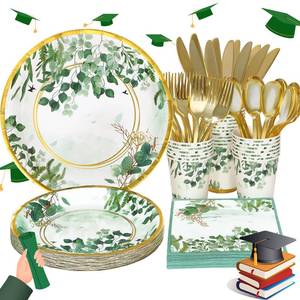 lot 1710 image: Gudvilla 168 Pcs Sage Green Baby Shower Decorations, Sage Green Plates, Bridal Shower Plates and Napkins sets, Eucalyptus Baby Shower Birthday Baptism Wedding Shower Decorations, Serves 24