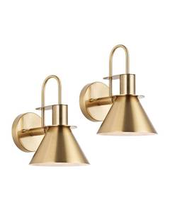 lot 1713 image: WILON Gold Wall Sconces Set of Two Indoor Wall Lights with E26 Base Industrial Gooseneck Barn Wall Lamp Modern Brass Wall Sconce Light for Bedroom Living Room Kitchen Sink Bedside Bathroom