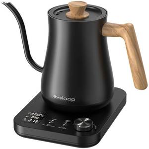 lot 1714 image: Gooseneck Electric Kettle, Electric tea Kettles, �1 Temperature Control for Pour-Over Coffee and Tea Brewing, Stainless Steel Inner, Quick Heating, Boil Hot Water, 1200W0.8L (Black Wooden)