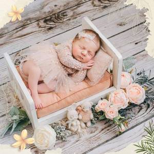 lot 1715 image: MandG House Newborn Photography Props Bed Old-Fashioned Craftsmanship Retro Style White Wooden Bed