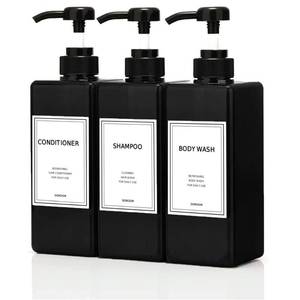 lot 1726 image: Modern Shampoo and Conditioner Dispenser (21 oz, Pack of 3) Refillable Pump Bottle Set Empty Shower Plastic Bottles with Pump for Bathroom Body Wash Soap and Shower