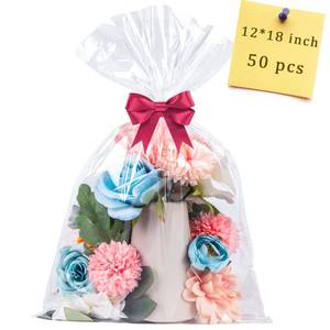 lot 2102 image: CUDICY 50pcs Cellophane Bags 12x18 Cellophane Wrap Goodie Bags Large Clear Gift Bag Party Favors Bag Clear Treat Wraps with Ties Plastic Gift Packaging Wraps for Cookie Candy