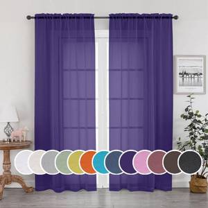 lot 2110 image: OWENIE Purple Sheer Curtains 63 inch Length 2 Panels Set, Rod Pocket Voile Fimly Sheer Drapes for Living RoomBedroom, 2pcs, Each 42in W x 63in L