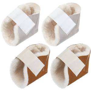 lot 2119 image: Jeere 4 Pcs Heel Protector Boot Sheepskin Heel Protectors Soft Foot Cushions Pads with Securing Strap for Protect Feet Ankle Pressure Bed Sores(Beige, Brown)
