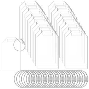 lot 2136 image: Mifoci 25 Pcs Clear Luggage Tag 3.35 x 1.97 x 0.11 Inches Seating Reserved Tags Blanks Acrylic with Holes and Metal Rope for Guest Keychain Table Wedding