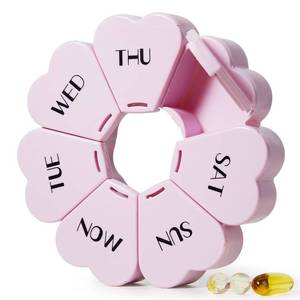 lot 2156 image: MOLN HYMY Large Weekly Pill Organizer, Girly Pill Box 7 Day, Purple Pink Daily Vitamin Holder for Fish OilMedicineSupplements
