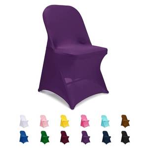 lot 3133 image: Jieqier Spandex Chair Covers, Purple Folding Chair Covers 6 Pack, Universal Fitted Chair Slipcovers for Wedding, Party, Banquet, Holidays, Celebration