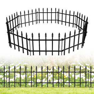 lot 3134 image: FOREHOGAR Decorative Metal Garden Fence 11in H x 12ft L, Small Border Fence Roman Column Deco, Garden Fencing for Flower Bed Lawn Landscape Outdoor, 10 Panels  11 Stakes Black