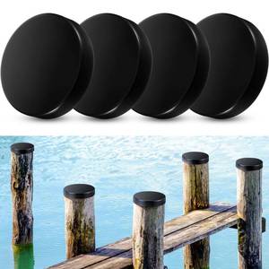 lot 3141 image: Landical 4 Pcs Marine Dock Piling Cap Protective Dock Post Caps Boat Pylon Edge Dock Pole Caps, Flat Top Design(Black,9 x 9 x 1.77 Inch)