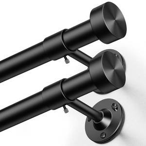 lot 3142 image: YaFex 2 Pack Heavy Duty Curtain Rods 32-90 Inch, 1 Inch Adjustable Black Curtain Rod for Windows, Long Window Treatment Rods Set with Aluminium Finials, Modern Design