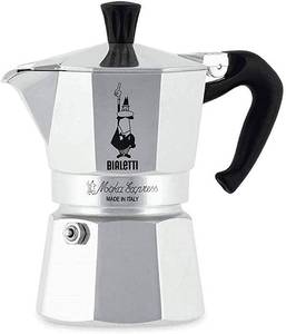 lot 4059 image: Bialetti - Moka Express Iconic Stovetop Espresso Maker, Makes Real Italian Coffee, Moka Pot 1 Cup (2 Oz - 60 Ml), Aluminium, Silver