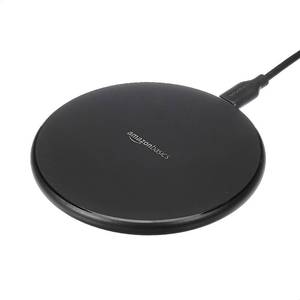 lot 4060 image: Amazon Basics 15W Qi Certified Fast Wireless Charging Pad with USB Cable for iPhone 1514131211X, Samsung and LG, Case Compatible, Black