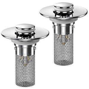 lot 4061 image: 2PCS Bathroom Sink Stopper Hair Catcher, Pop Up Sink Drain Stopper with Strainer and Filter, Universal Drain Plug for Sink Drain and Replacement, Sink Drain Cover with Basket for Bathroom Stopper