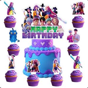lot 4065 image: 25 Pcs Korean Idol Movie Cake Decorations, Cartoon Movie Cake and Cupcake Toppers Set, Cartoon Animation Theme for Kids Birthday Celebrations