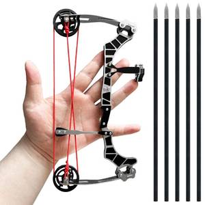 lot 4073 image: Archery Set Compound Bow Slider Bow Outdoor Recreation Competition Training with 5 Arrows Mini Size 9.5 inches