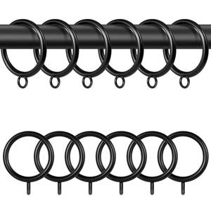 lot 4084 image: Mikniri Curtain Rings with Eyelets,48 Pack Metal Black Curtain Rings for Pinch Pleat Curtains,1.5 Inch Inner Diameter Drapery Rings Fits Up to 1.2 Inch Curtains Rod
