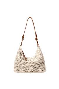 lot 4088 image: Ulisty Women Small Cotton Crochet String Bag Handwoven Summer Beach Tote Bag Knitted Vacation Hobo Purse Bohemian Shoulder Handbag beige