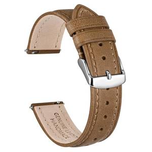 lot 4092 image: Ayadoo 16mm Oil Wax Leather Watch Band, Vintage Quick Release Replacement Brown Leather Watch Strap with Silver Buckle for Men, Women
