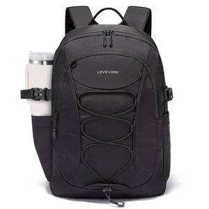 lot 4096 image: LOVEVOOK Mens Backpack with Giant Tumbler Holder Pocket,17 Inch Everyday Laptop Backpack Commuter Travel Work Computer Bag for Women,Waterproof Hiking College Teacher Back Pack Casual Daypack,Black
