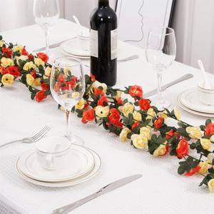 lot 4108 image: Beksodi 5 Pcs 41FT Flower Garland, Artificial Rose Garland Flowers Plants Fake Flower Hanging Rose Ivy, Birthday Party Valentinefts Day Wedding Wall Arch DecorOrange