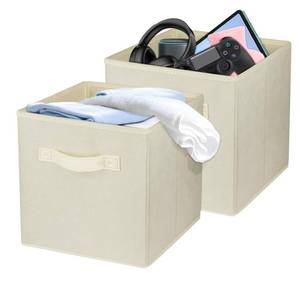 lot 4112 image: Zuihug 2 Pcs Storage Cubes, 10.5 Inch Collapsible Storage Bins, Fabric Foldable Bins for Organization, Durable Storage Bins for Closet, Shelves, Offices (Beige)