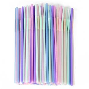 lot 4115 image: 100 Pcs Disposable Plastic Drinking Bendy Straws - 10.24in Long and 0.24in Diameter Colorful Cute Flexible Long Straws for Juice,Coffee,Milk,Cocktail, BacheloretteBirthday Party, BridalBaby Shower