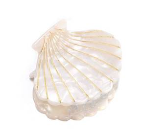 lot 4116 image: Women Fashion Shell Shape Claw Clips Acrylic Resin Jaw Clip Hair Clamps Marble Pattern Hairpins Hair Accessories (White)