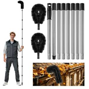 lot 5087 image: 10.5FT Gutter Cleaning Tools from The Ground, Adjustable Rain Gutter Cleaning Brush with Pole, Long-Reach Gutter Cleaner and Brush, Ladder-Free Removal of Leaves, Branches and Debris