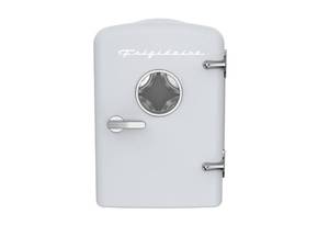 lot 5103 image: Frigidaire EFMIS171 Retro Mini Portable Personal Fridge - Ideal for Home, Office or Dorm - Includes Carrying Handle, ACDC WallCar Charger (White)