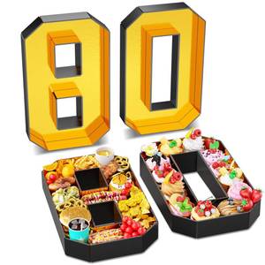 lot 5111 image: Paready 13.78ftft Gold Black Fillable Number 80 Cardboard Tray for Charcuterie, 80th Anniversary, Birthday Party Decoration
