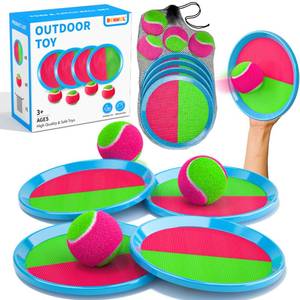 lot 5115 image: Bennol Toss and Catch Ball Game for Kids, 4 Paddles, 4 Balls and Storage Bag, Outdoor Toys for Ages 3-10, Yard Backyard Beach Games