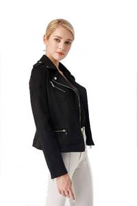 lot 6162 image: ODCOCD Faux Suede Jacket for Women Long Sleeve Zipper Up Casual Outwear (CAUS, Alpha, X-Small, Regular, Regular, Black)