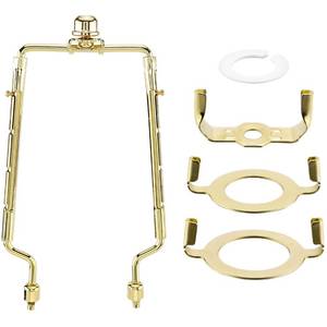 lot 6169 image: Mornajina 7 8 9 10 inch Lamp Shade Harp Holder, Adjustable Lamp Harps and Finals, Fit both Standard Lamp Rod and E26 E27 Light Base UNO Fitter Adapter Converter Finial Set (Gold)