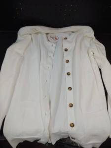 lot 6178 image: AnraBess White Button-Up Hooded Cardigan Size XL