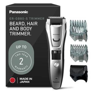lot 6192 image: Panasonic Multi-Groomer Electric Beard Trimmer for Men, Men�s Trimmer for Beard, Hair and Body, 39 Trim Length Settings with 3 Attachments, CordedCordless Operation � ER-GB80-S (Silver)