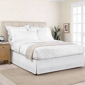 lot 6202 image: Luxury Hotel Tailored Bed Skirt, Box Pleats, 14 Inch Drop, Twin, White