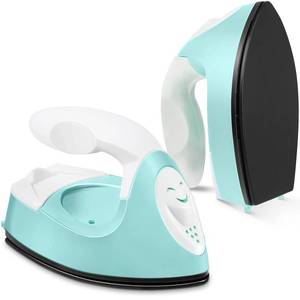 lot 6207 image: Honoson Mini Craft Iron Mini Heat Press Small Iron 3.93 x 2.36 x 2.76 in Portable Handy Tiny Flatiron with Charging Base Accessory for Fuse Bead Patch DIY Heat Transfer Vinyl(Mint Green)