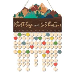 lot 6217 image: KOYILTD Birthday Reminder Wall Hanging Family Birthday Plaque with Tags Woodland Themed Family Birthday Calendar DIY Rustic Birthday Celebration Reminder Board for Home Office (Spring)