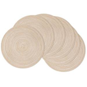 lot 6219 image: SHACOS Round Placemats Set of 6 Cotton Polyester Braided Place Mats 15 inch Heat Resistant Washable Table Mats for Kitchen Dining Party Natural Table Decor (Beige, 6)