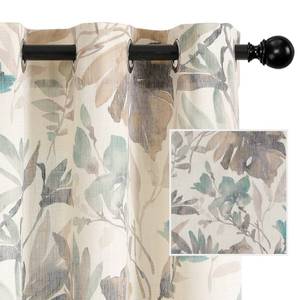 lot 6221 image: MYSKY HOME Floral Curtains Linen Style Curtains 63 Inch Length Semi Sheer Curtains Light Filtering Curtains for Living Room Bedroom Floral Printing Window Treatment Grommet 2 Panels,Brown and Natural