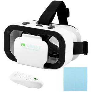 lot 6224 image: VR Headset for Phone with Controller,Virtual Reality Goggles,110 degree FOV VR Goggles, 3D Glasses Headset Helmets For VRs Game Video Movies Education Fit 4.7-6in Screen(WhiteBlack,Size6.143.983.46inch)