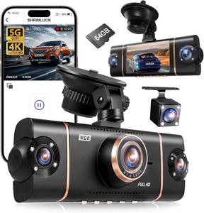 lot 6231 image: 4K1080P3 FHD Car Camera, 4 Channel 360° Dash Cam Front Rear Inside and Left Right, 5GHz WiFi and App Control, 24H Parking Mode, G-Sensor, 8 IR Lamps Night Vision, Loop Recording, Includes 64GB SD Card