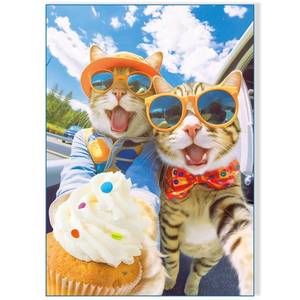 lot 6283 image: fishwisdom 1000 Pieces Jigsaw Puzzles for Adults and Teens and Family Happy Game Time Animal Cute Funny Puzzle (Catsft Selfie)